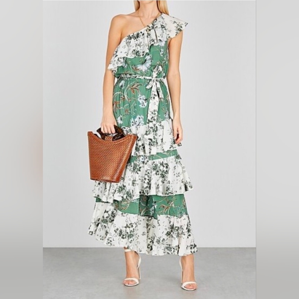 MISA Faena Floral-print Ruffle-trimmed Maxi Dress